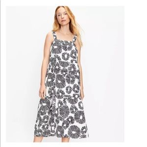 LOFT NWT❗️Petite Firework Tiered Square Neck Midi Dress